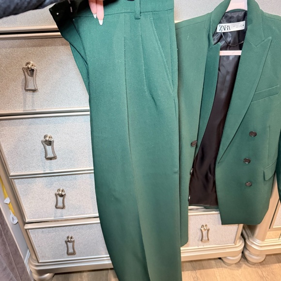 ZARA Emerald Green Double-Breasted Blazer & Trouser Set – Size S/XS - Picture 5 of 7